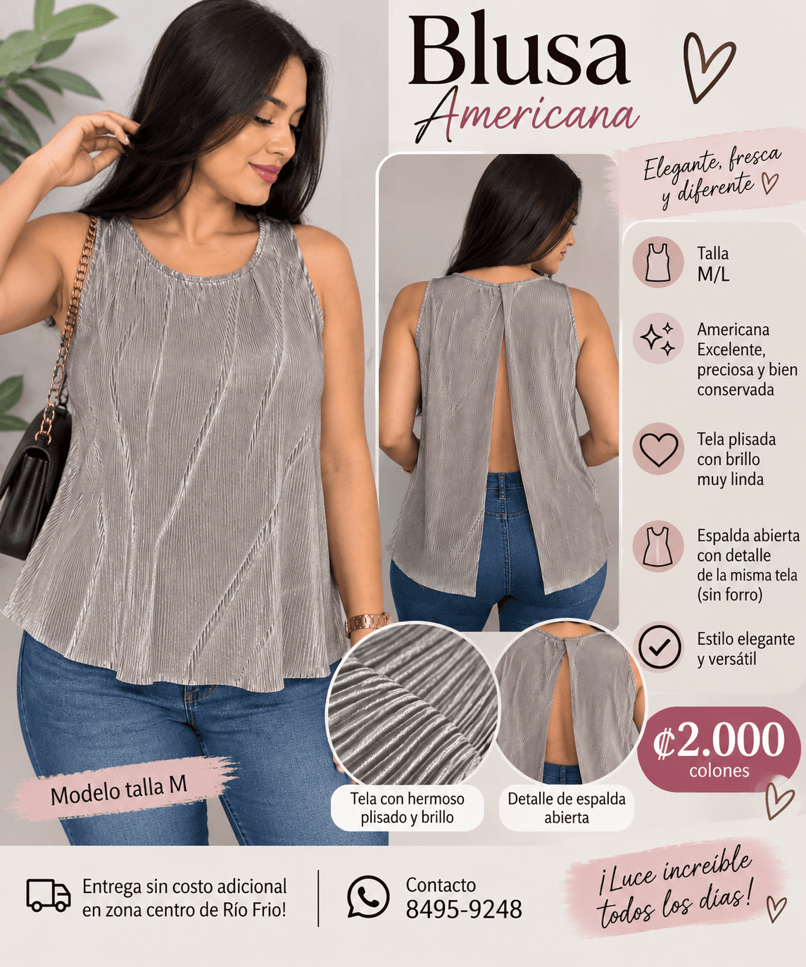 Blusa gris talla, ML