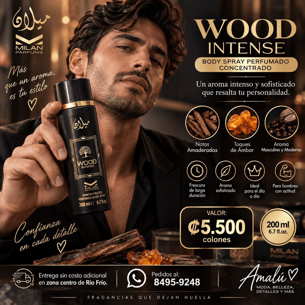 WOOD INTENSE – Milan Parfum Concentrated Perfumed Body Spray – 200 ml