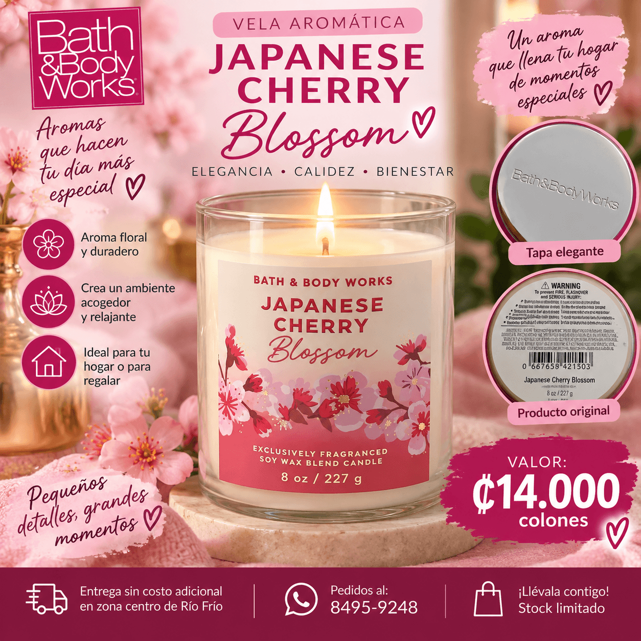 Bath & Body Works Japanese Cherry Blossom – Vela Aromática. 