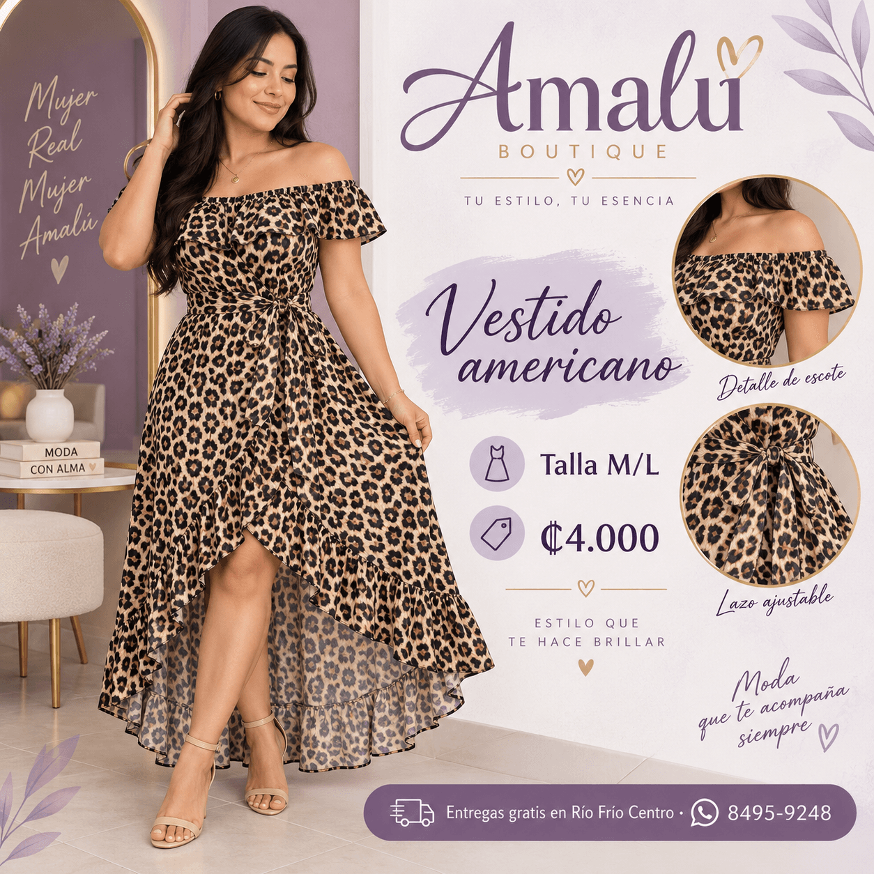 Vestido largo animal print