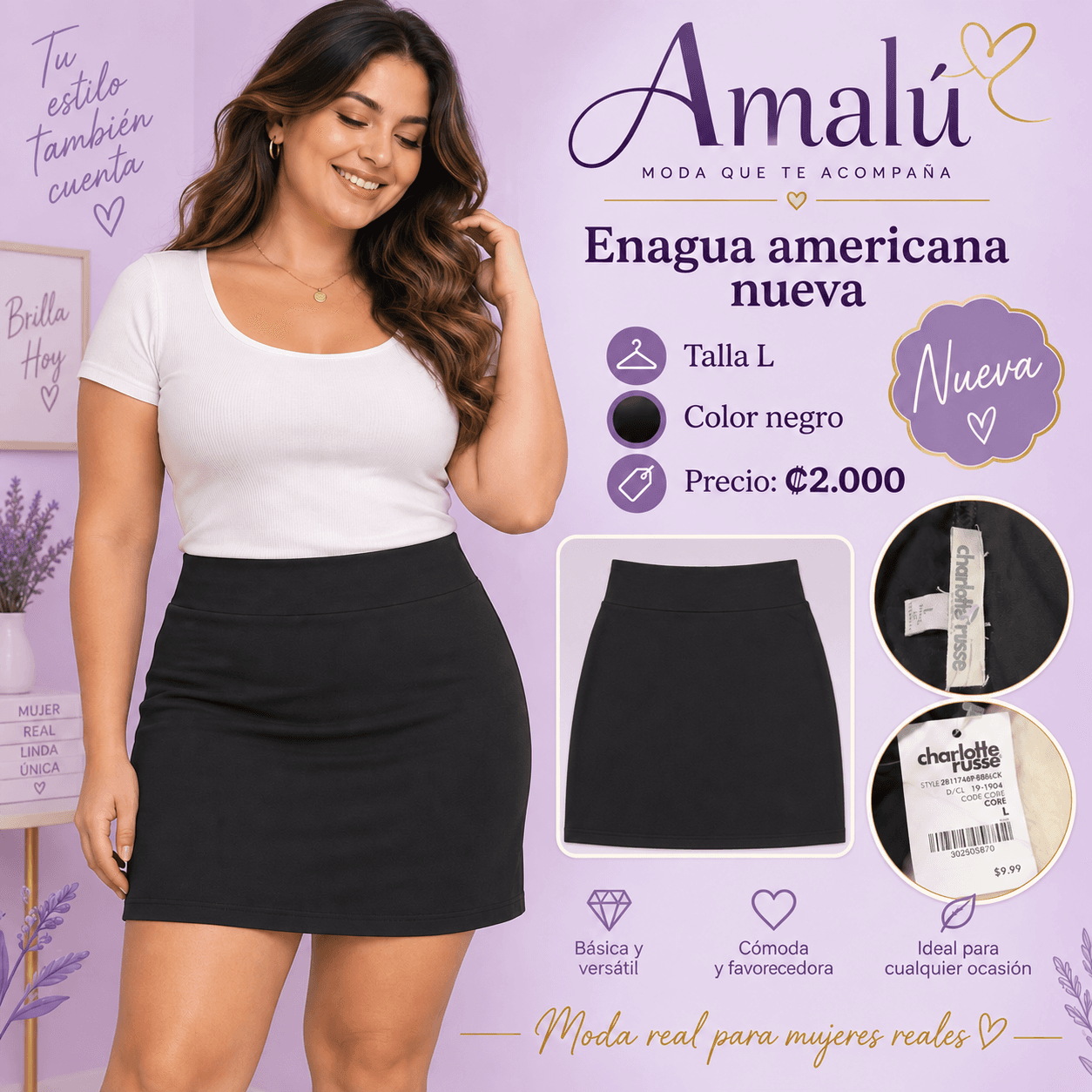 Enagua negra americana nueva