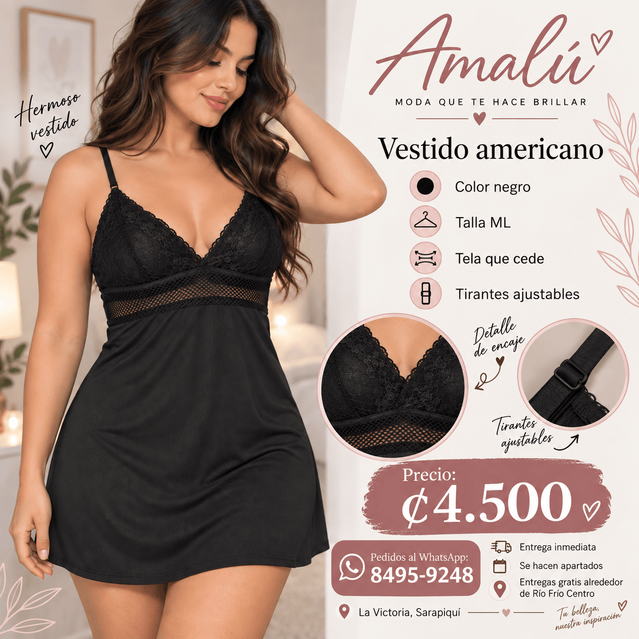 Vestido americano negro con encaje