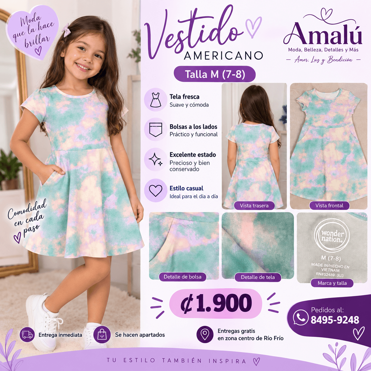 Vestido americano infantil tie-dye