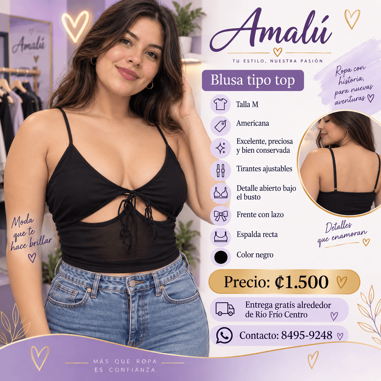 Blusa tipo top negra