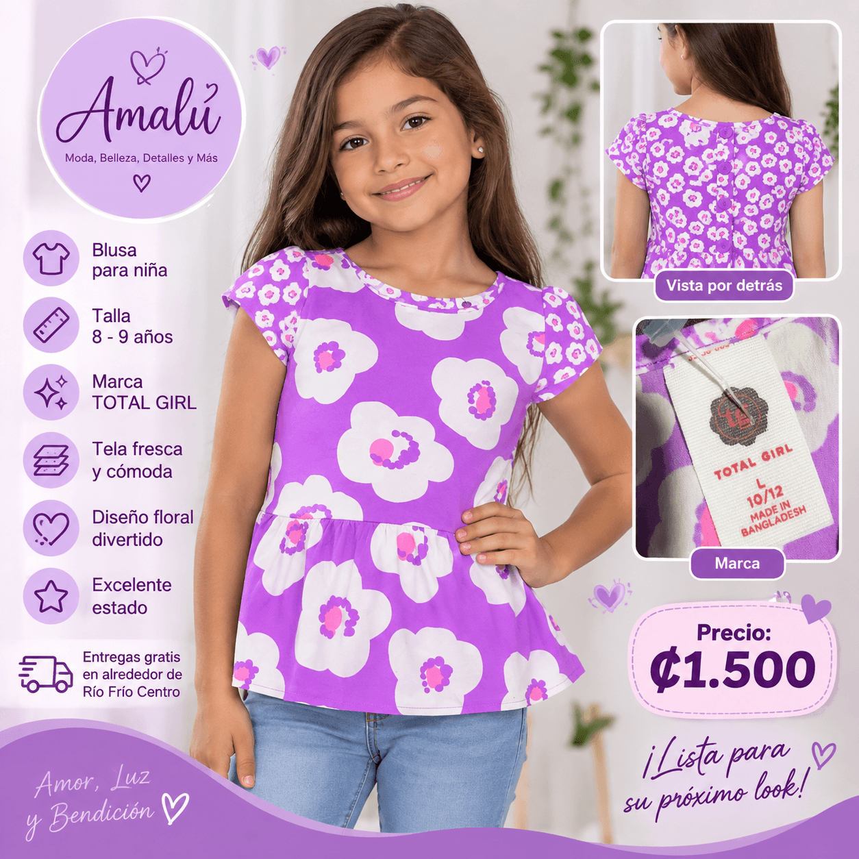 Blusa floral para niña Total Girl
