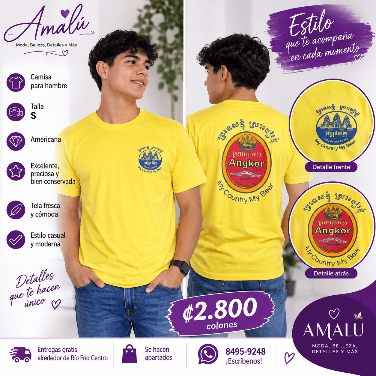 Camiseta americana Angkor amarilla