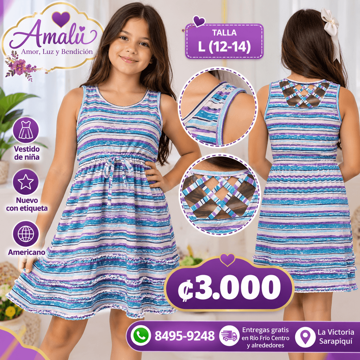 Vestido de niña americano talla 
