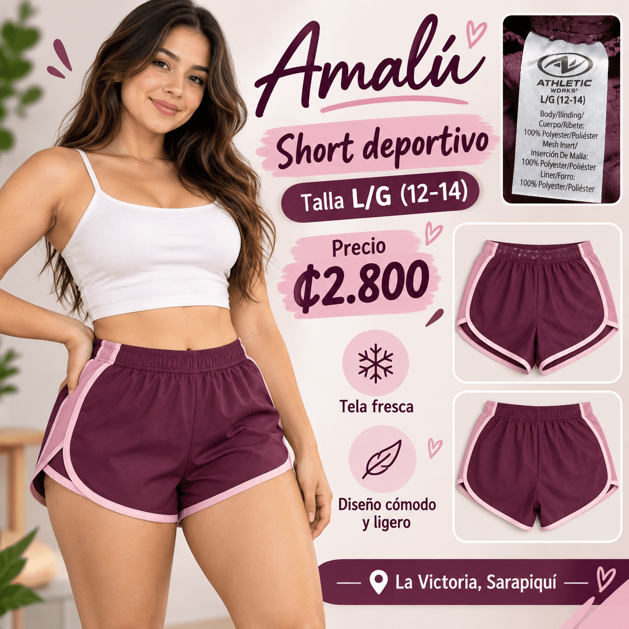 Short deportivo Athletic Works talla L