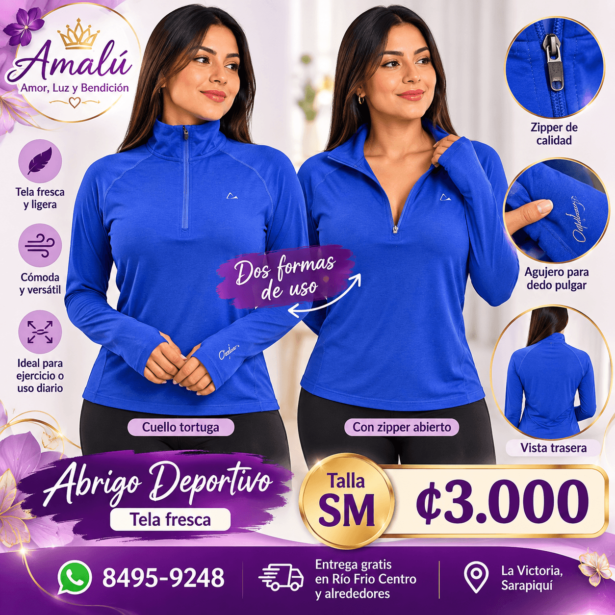 Abrigo deportivo de tela fresca talla S/M