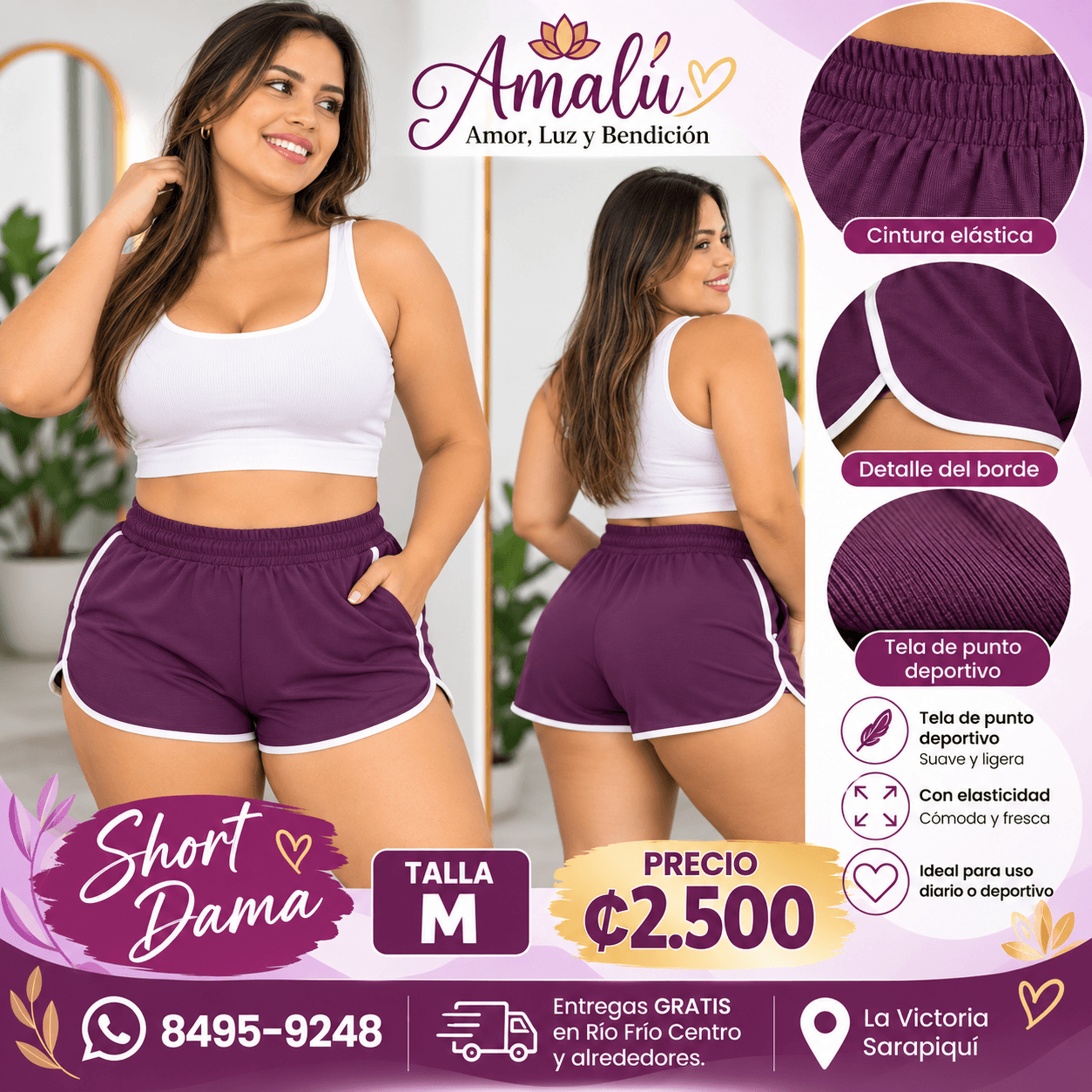 Short deportivo de dama talla XXL