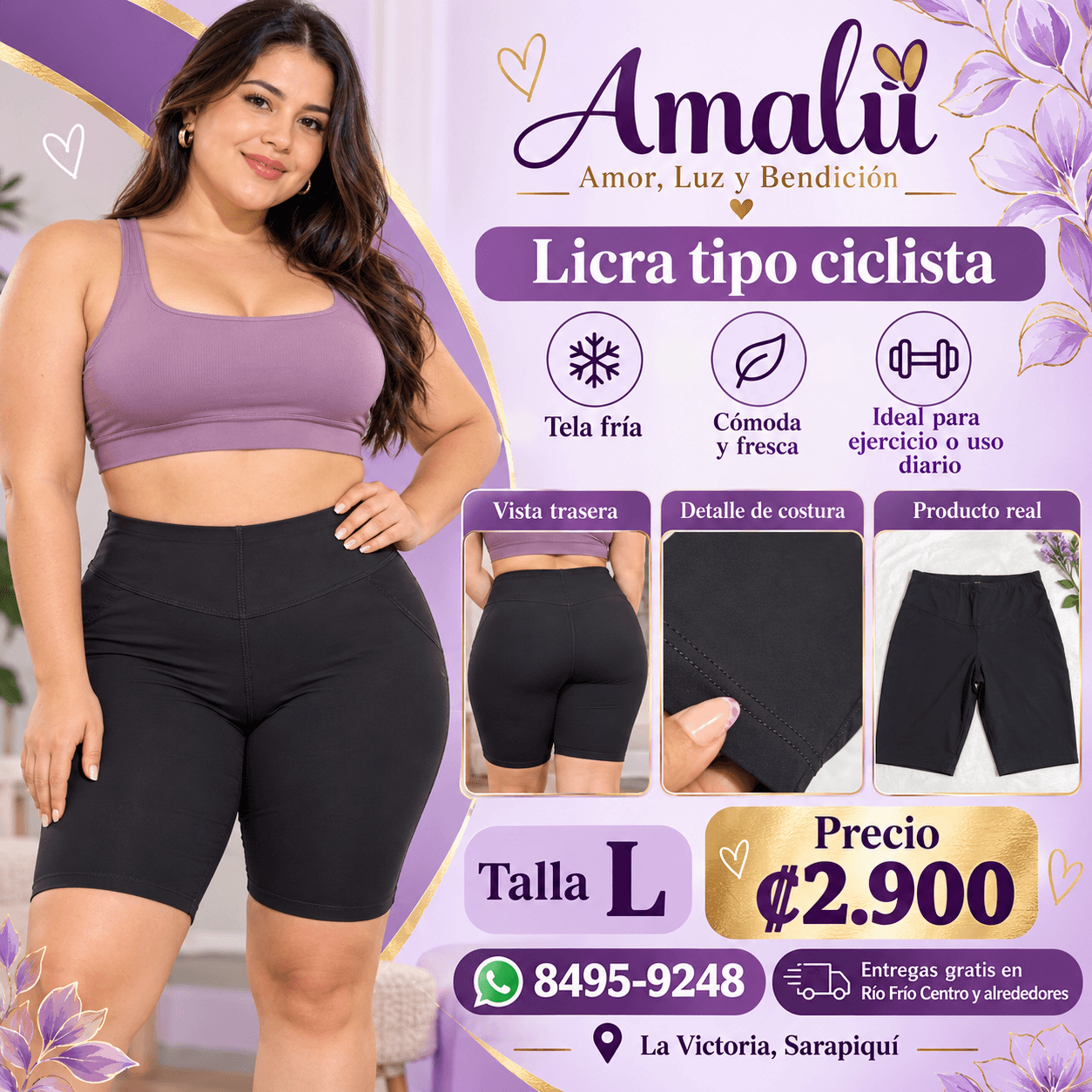Licra tipo ciclista negra talla L