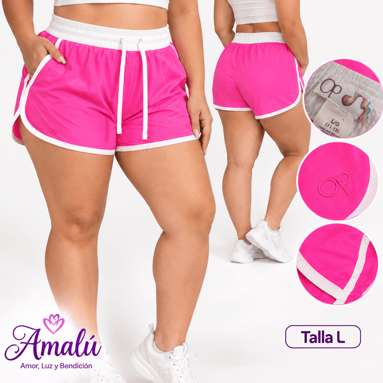 Pantaloneta deportiva OP rosada talla L