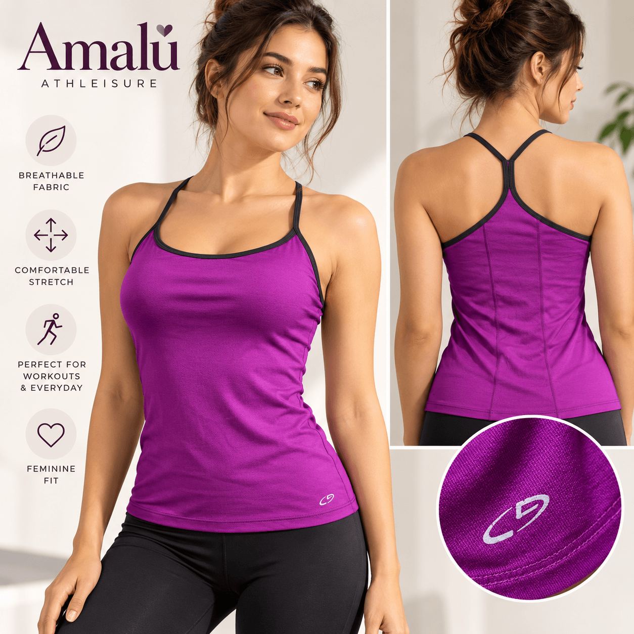 Camiseta deportiva morada de tirantes