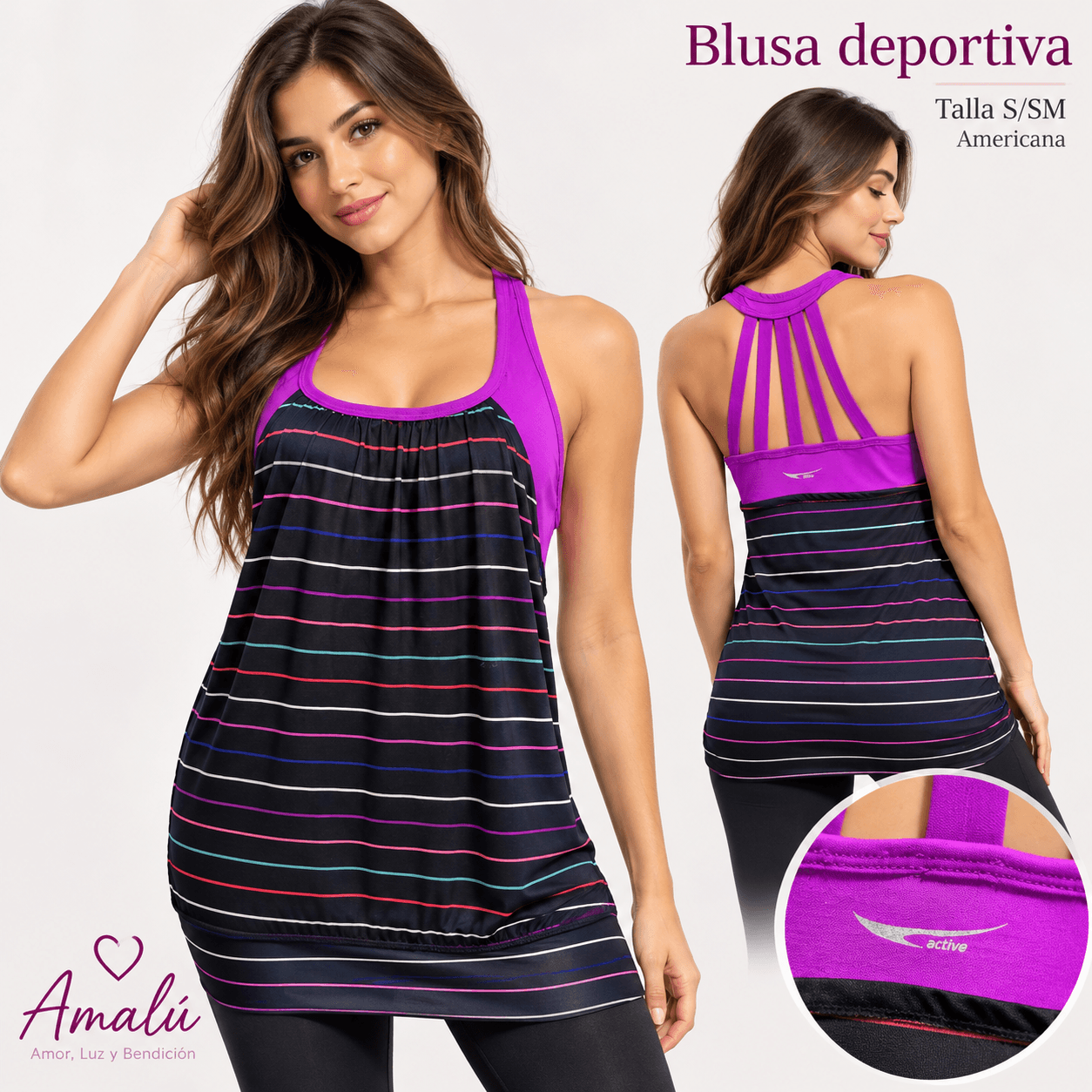 Blusa deportiva de rayas talla S/M