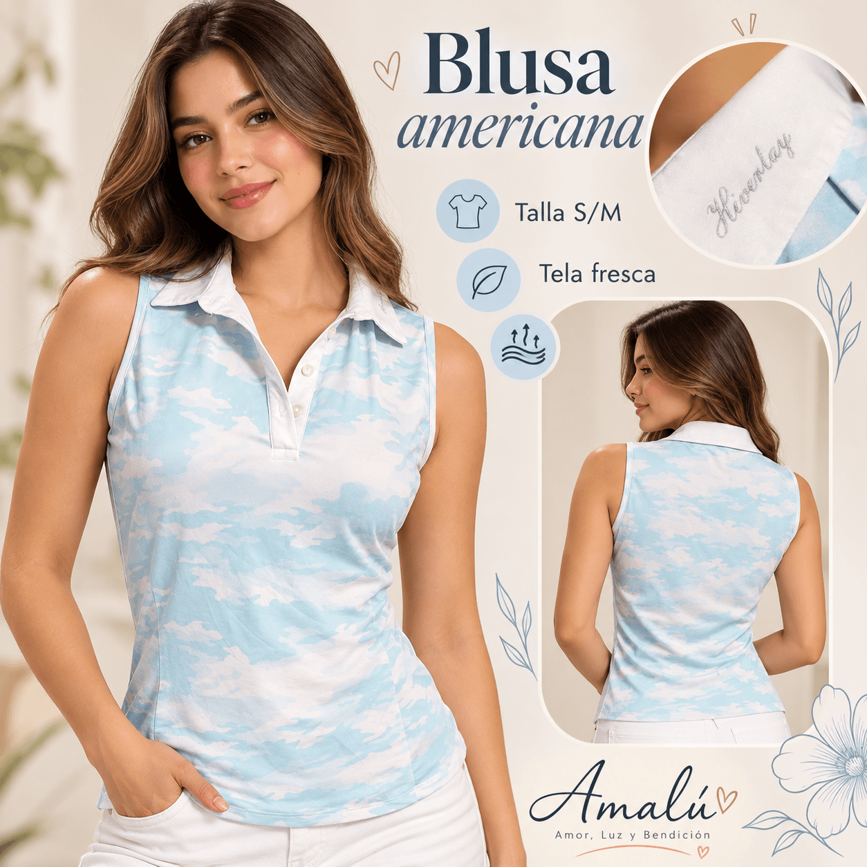 Blusa americana celeste talla S/M