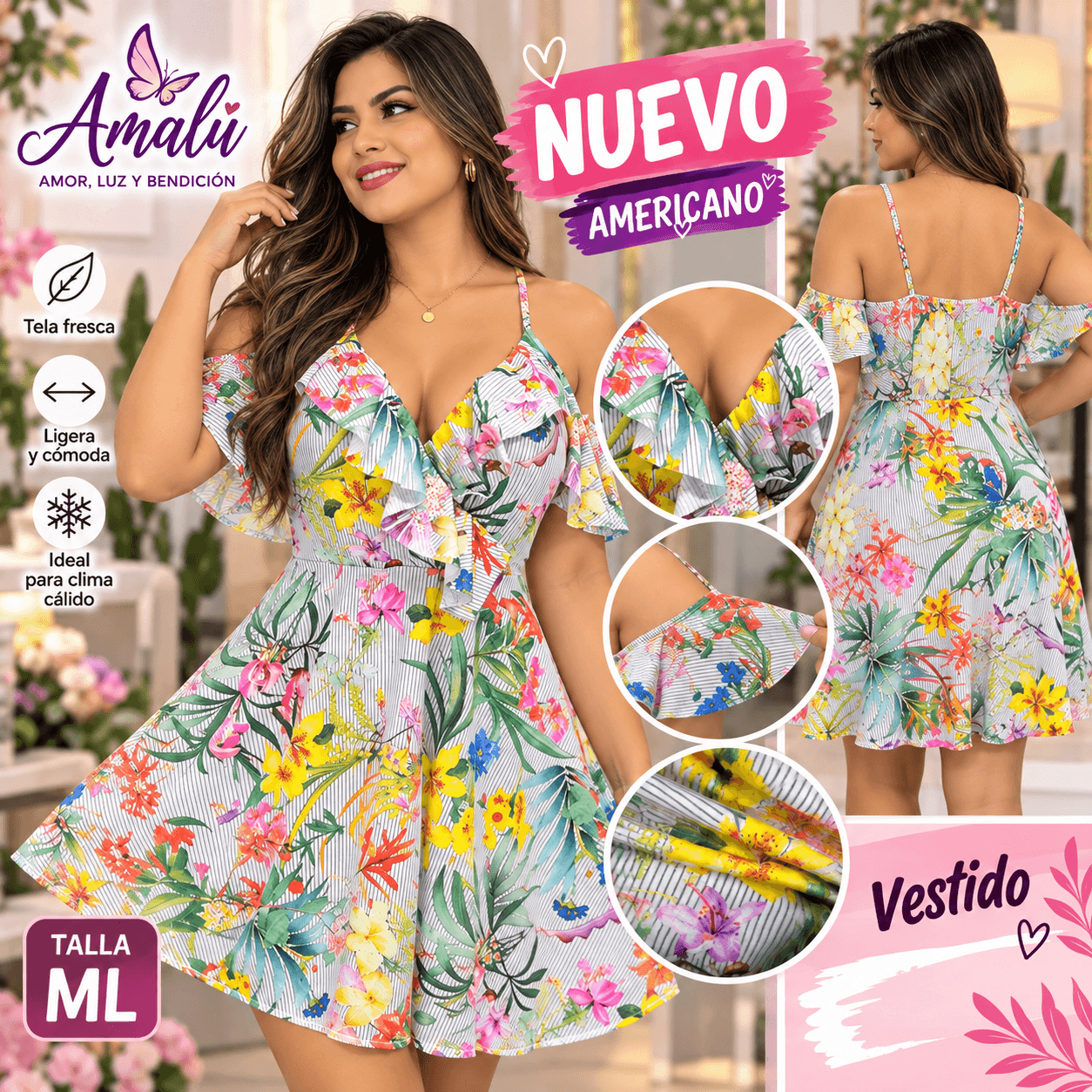 Vestido americano floral talla M/L