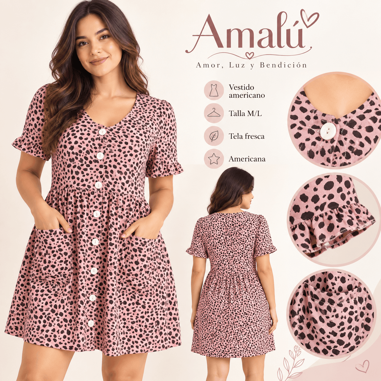 Vestido americano estampado animal print talla M/L