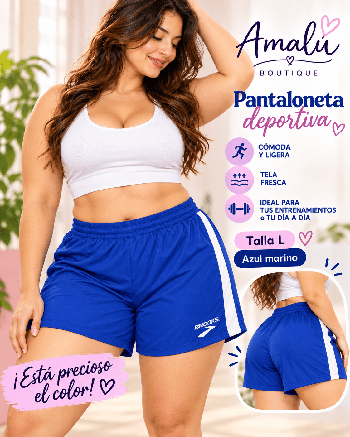 Pantaloneta deportiva americana Brooks talla L