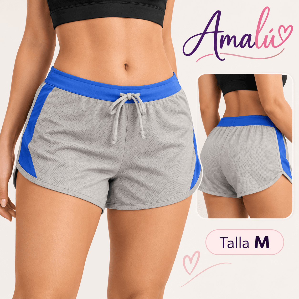 Short deportivo gris con azul