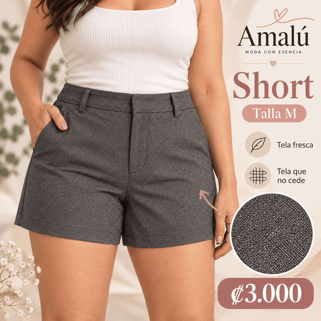 Short de vestir gris talla M