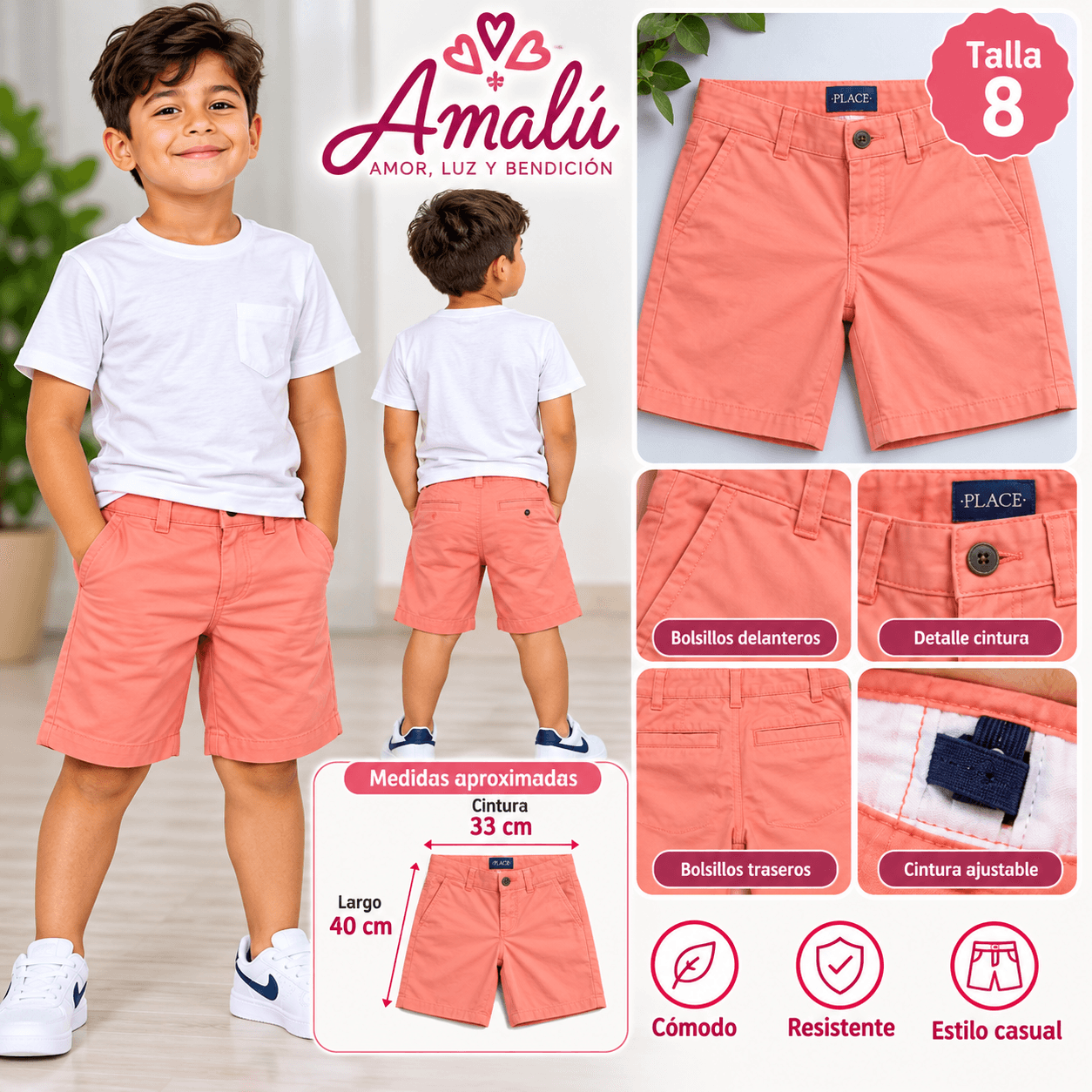 Short americano para niño talla 8