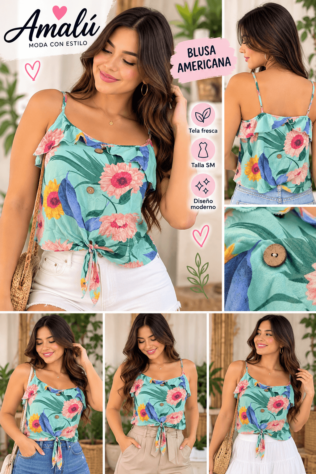 Blusa americana floral talla S/M