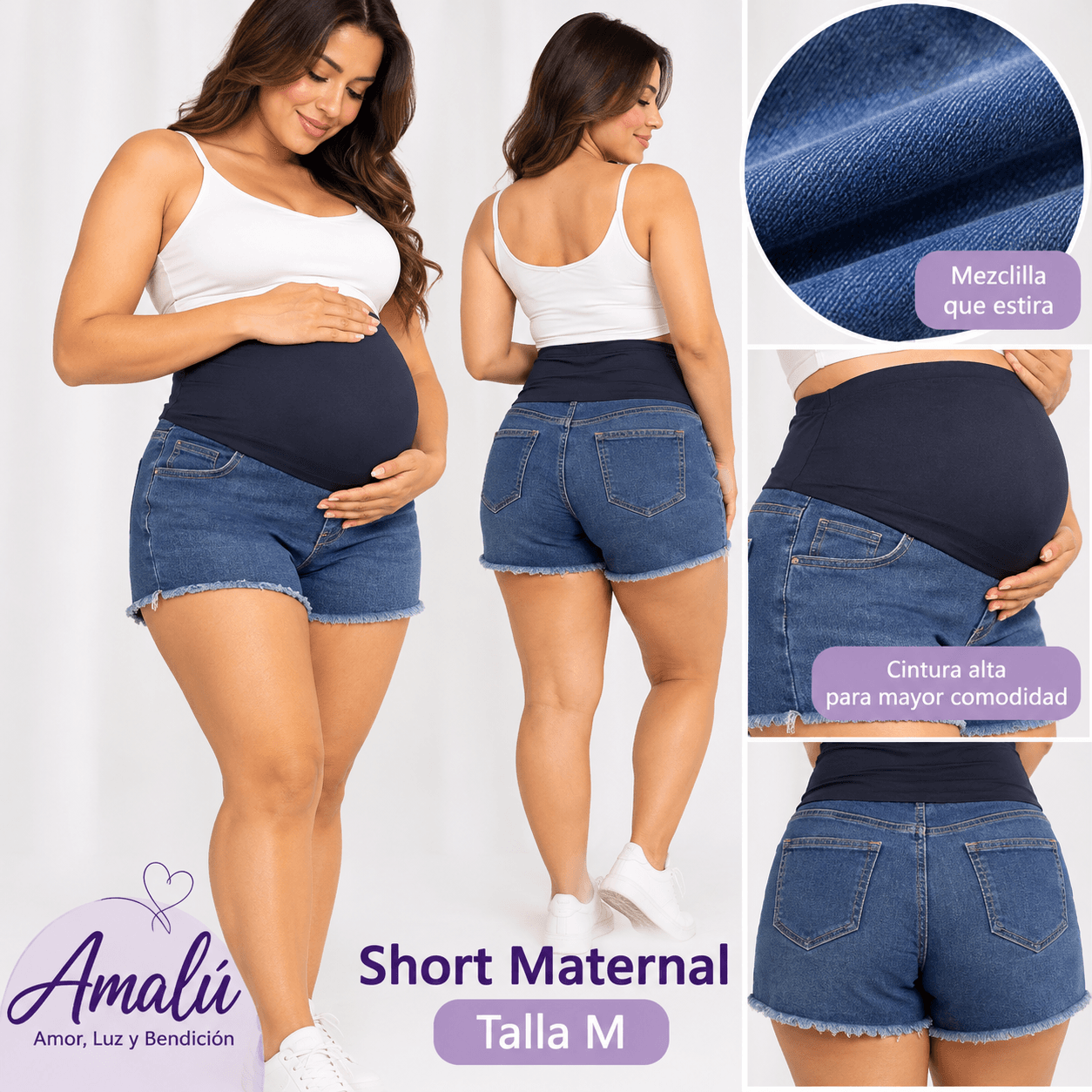 Short maternal de mezclilla talla M