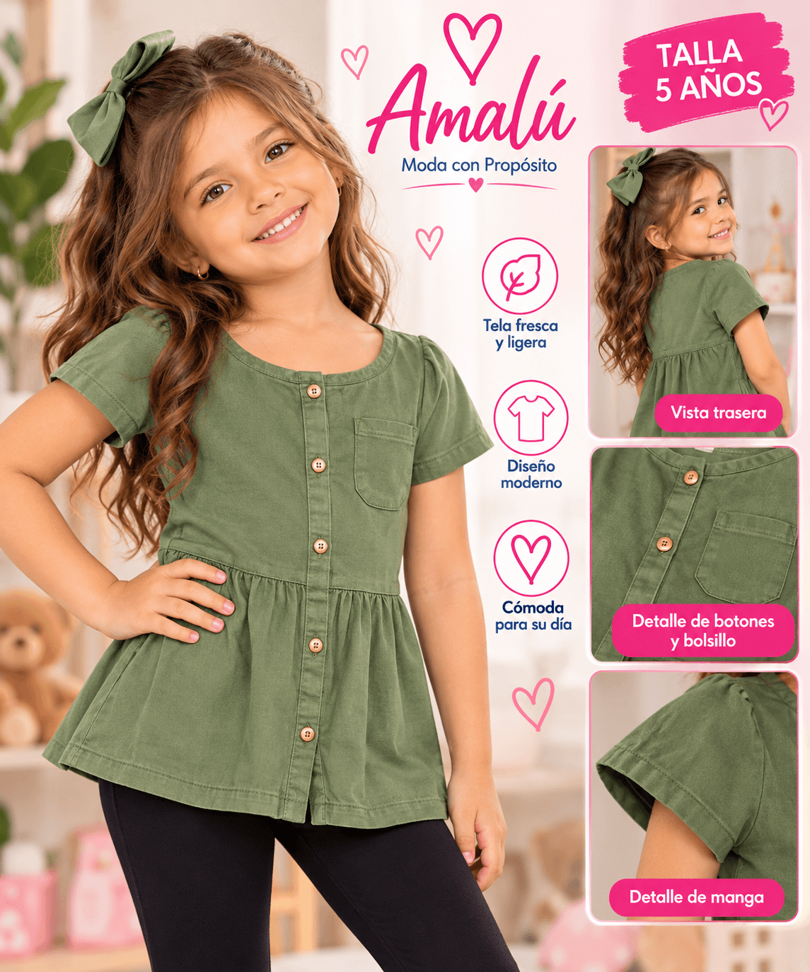 Vestido Carter's verde oliva para niña