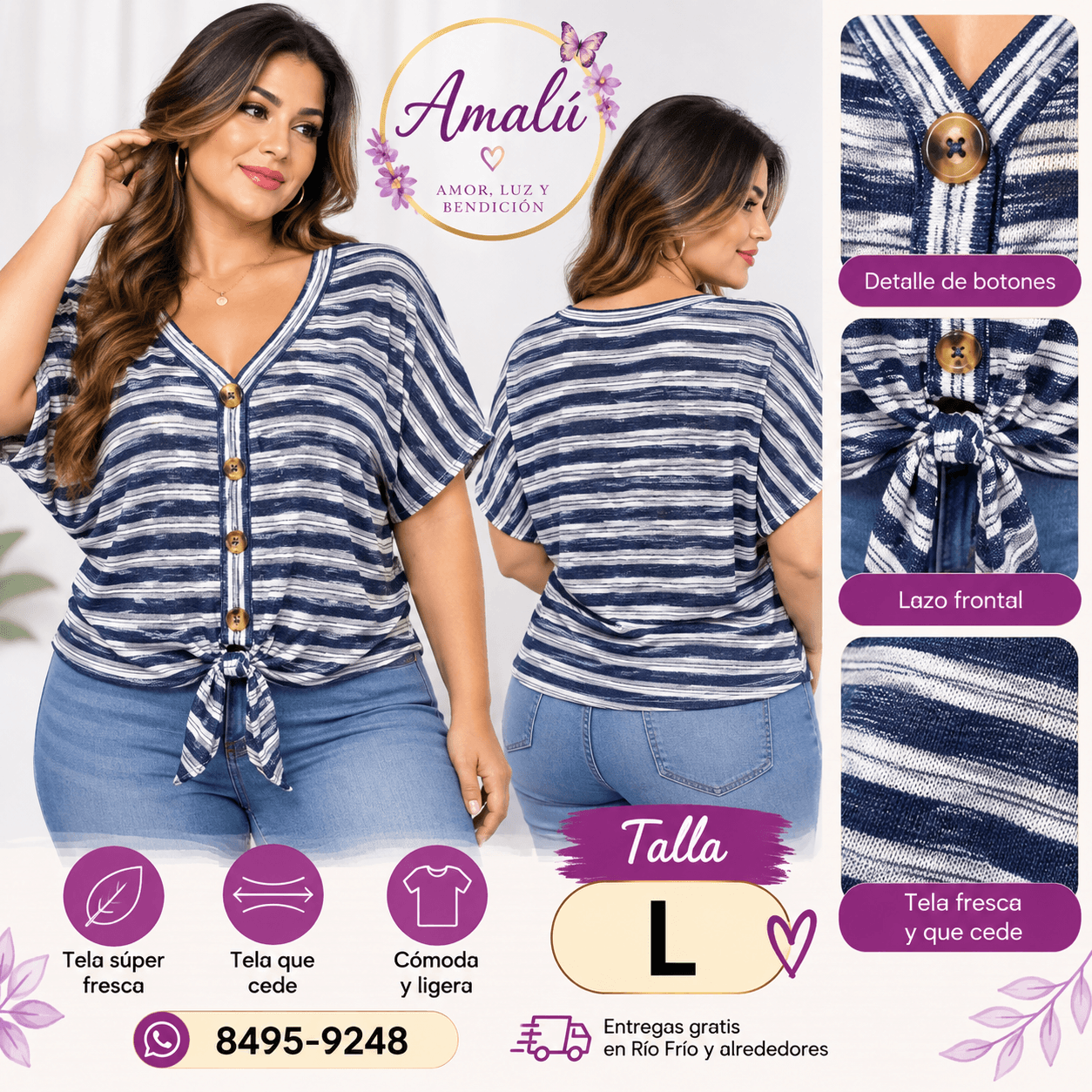 Blusa americana de rayas talla L
