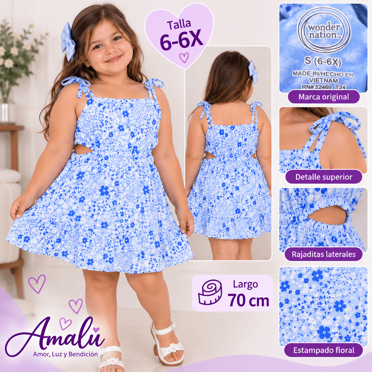 Vestido infantil floral Wonder Nation talla 6