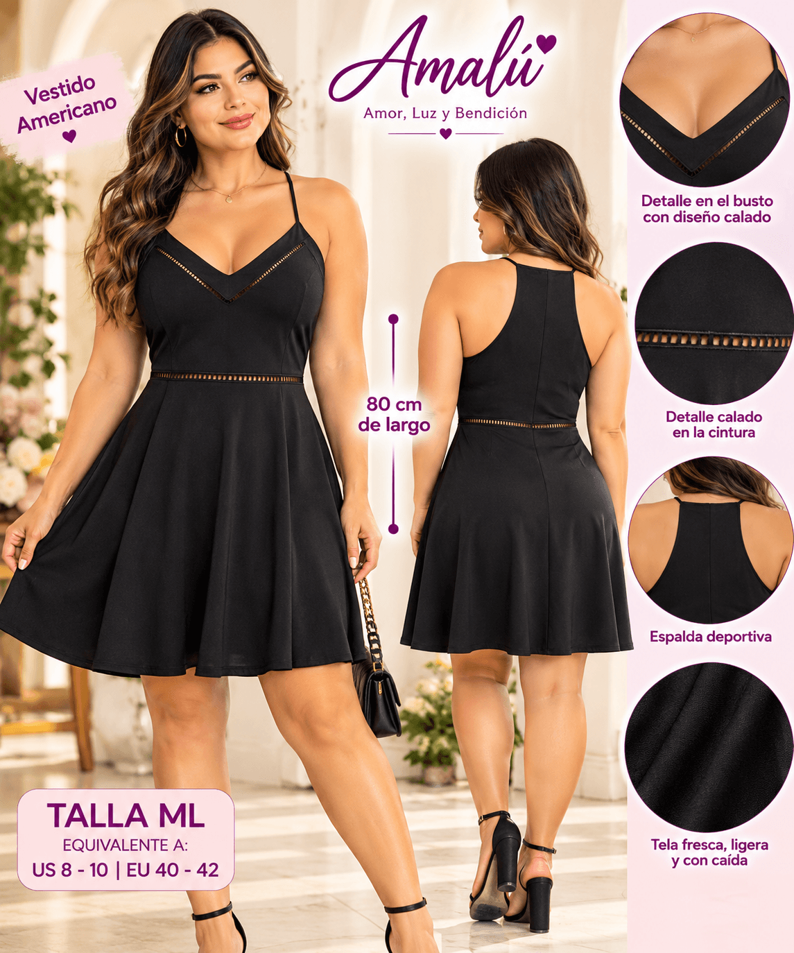 Vestido negro americano talla M/L