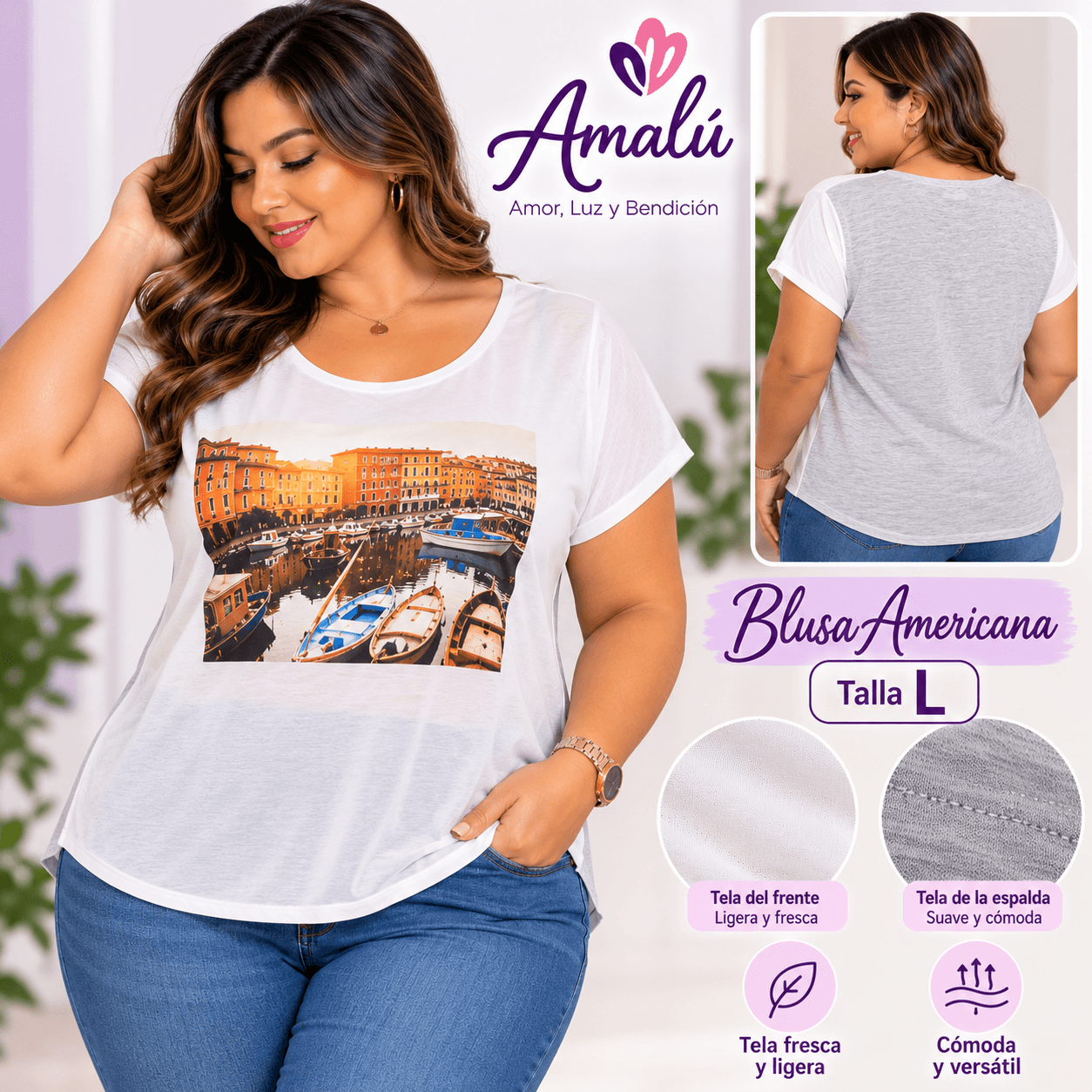 Blusa americana estampada talla L