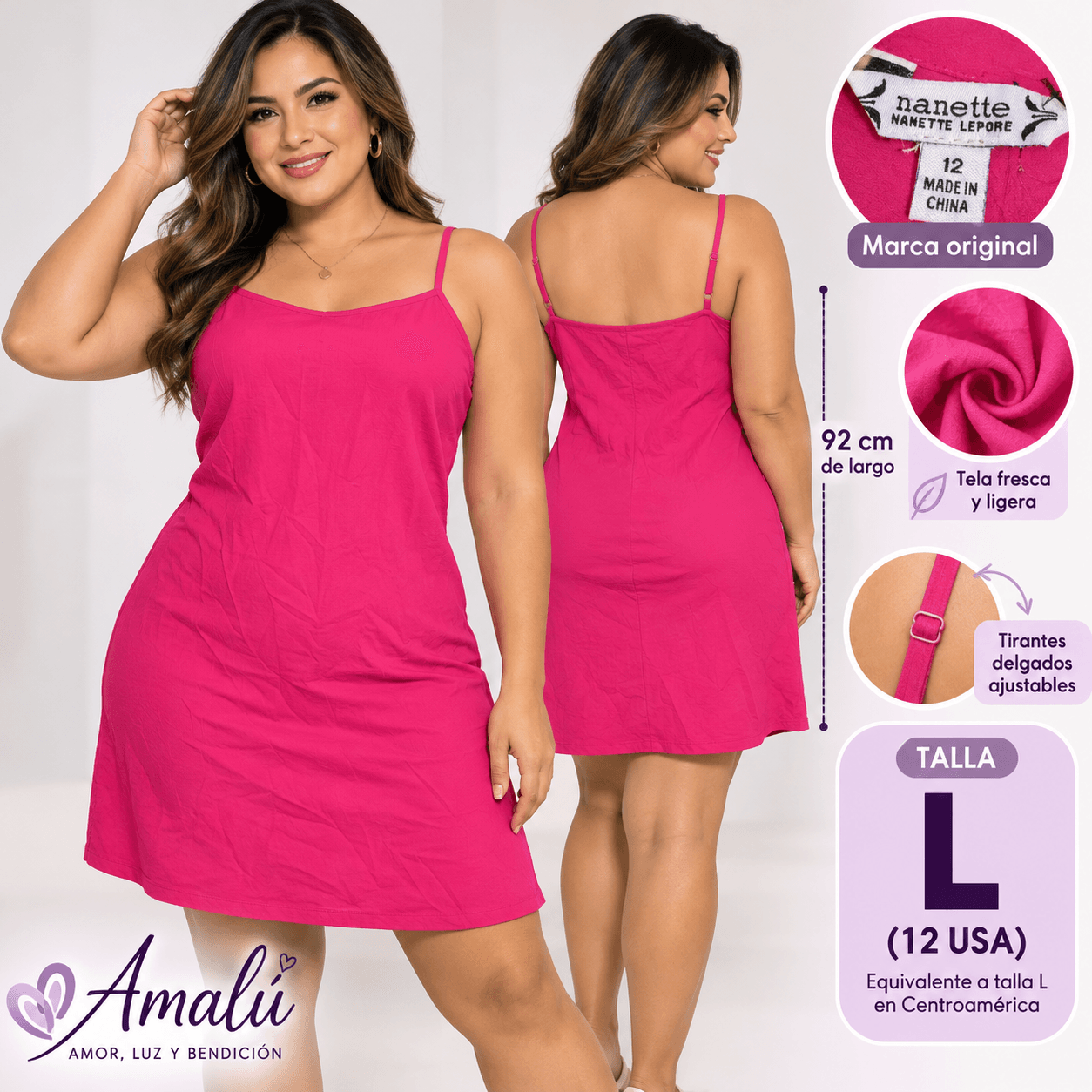 Vestido americano fucsia Nanette Lepore talla L