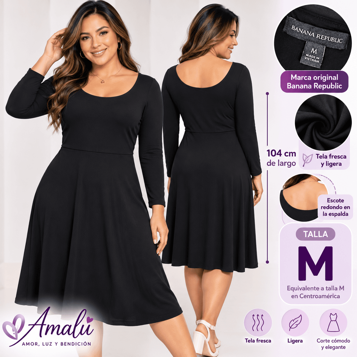 Vestido americano negro Banana Republic talla M