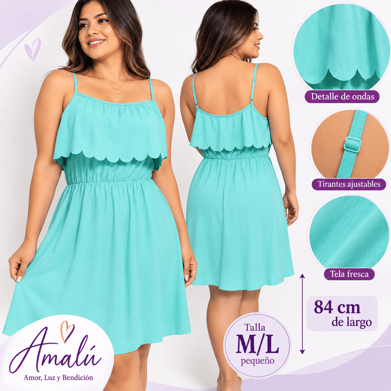 Vestido americano verde menta talla M/L pequeño