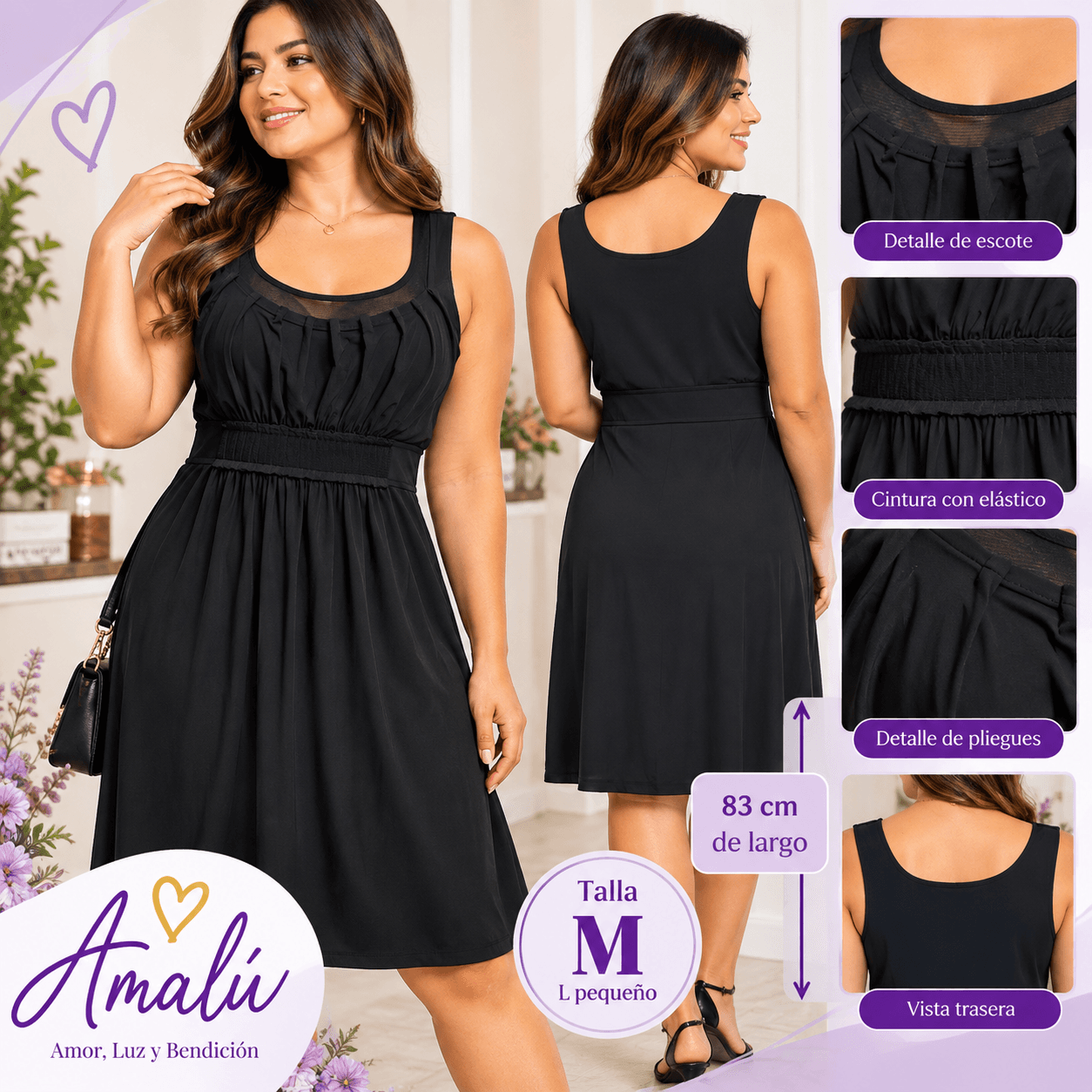 Vestido americano negro elegante talla M/L pequeño