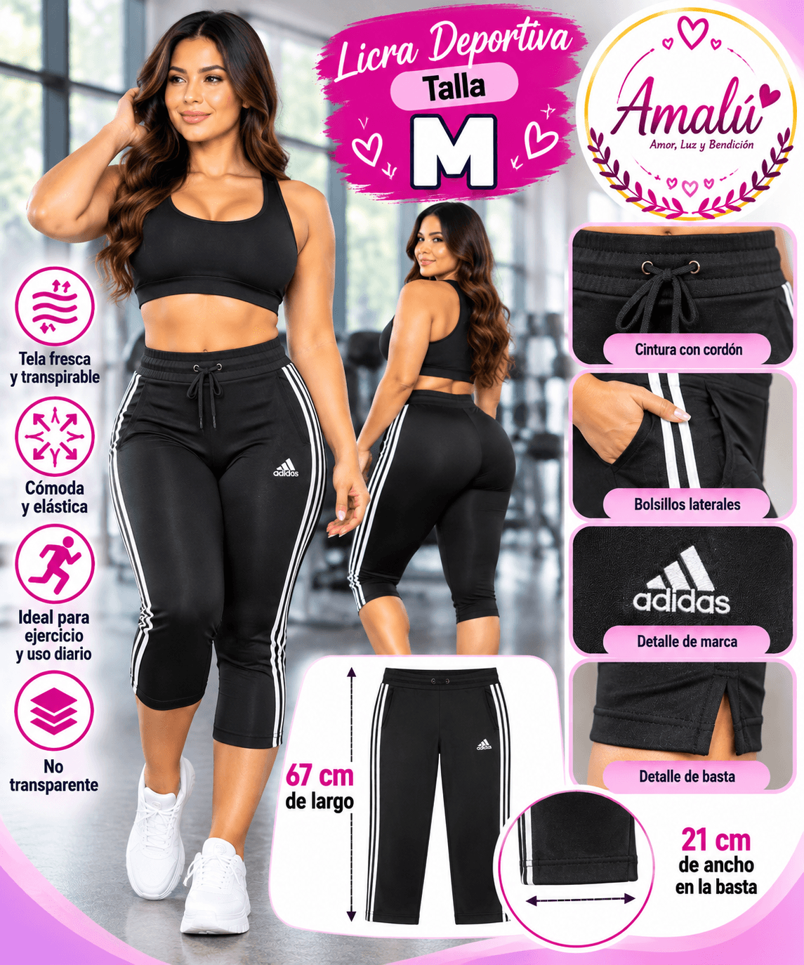 Licra deportiva Adidas americana talla M