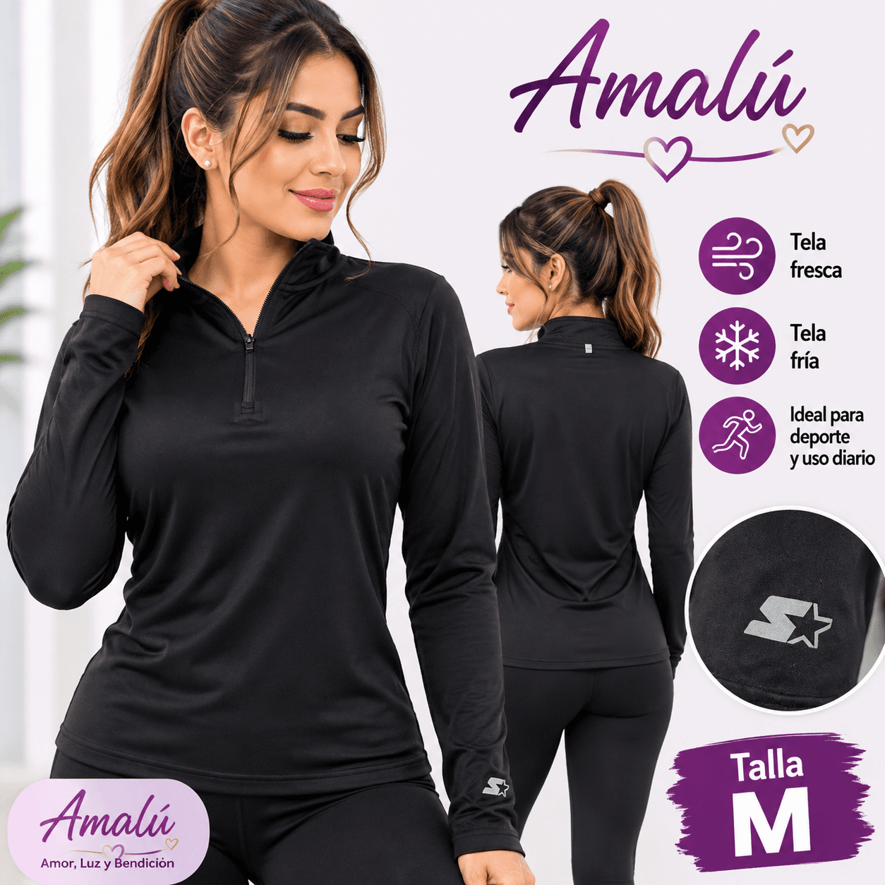 Suéter deportivo negro Starter talla M