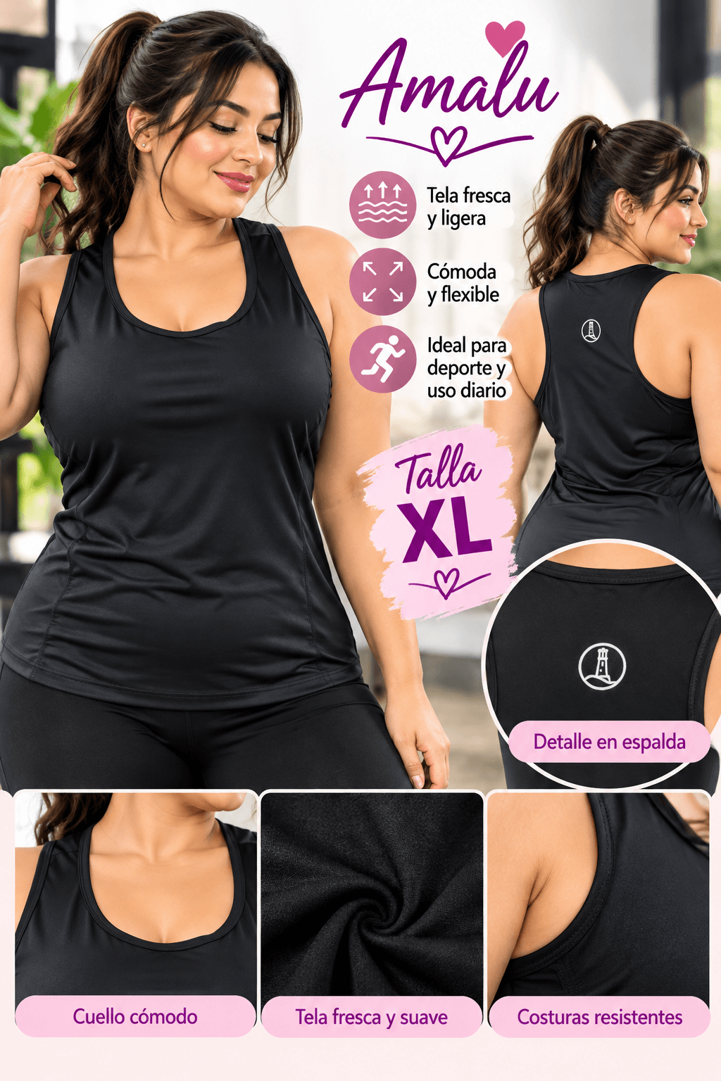 Blusa deportiva negra talla XL