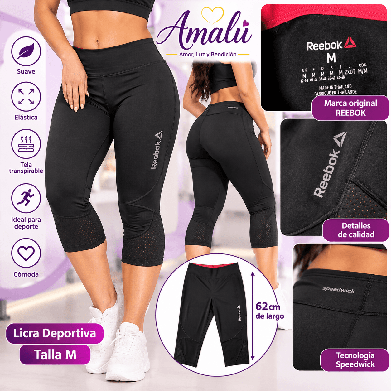 Licra deportiva Reebok original talla M