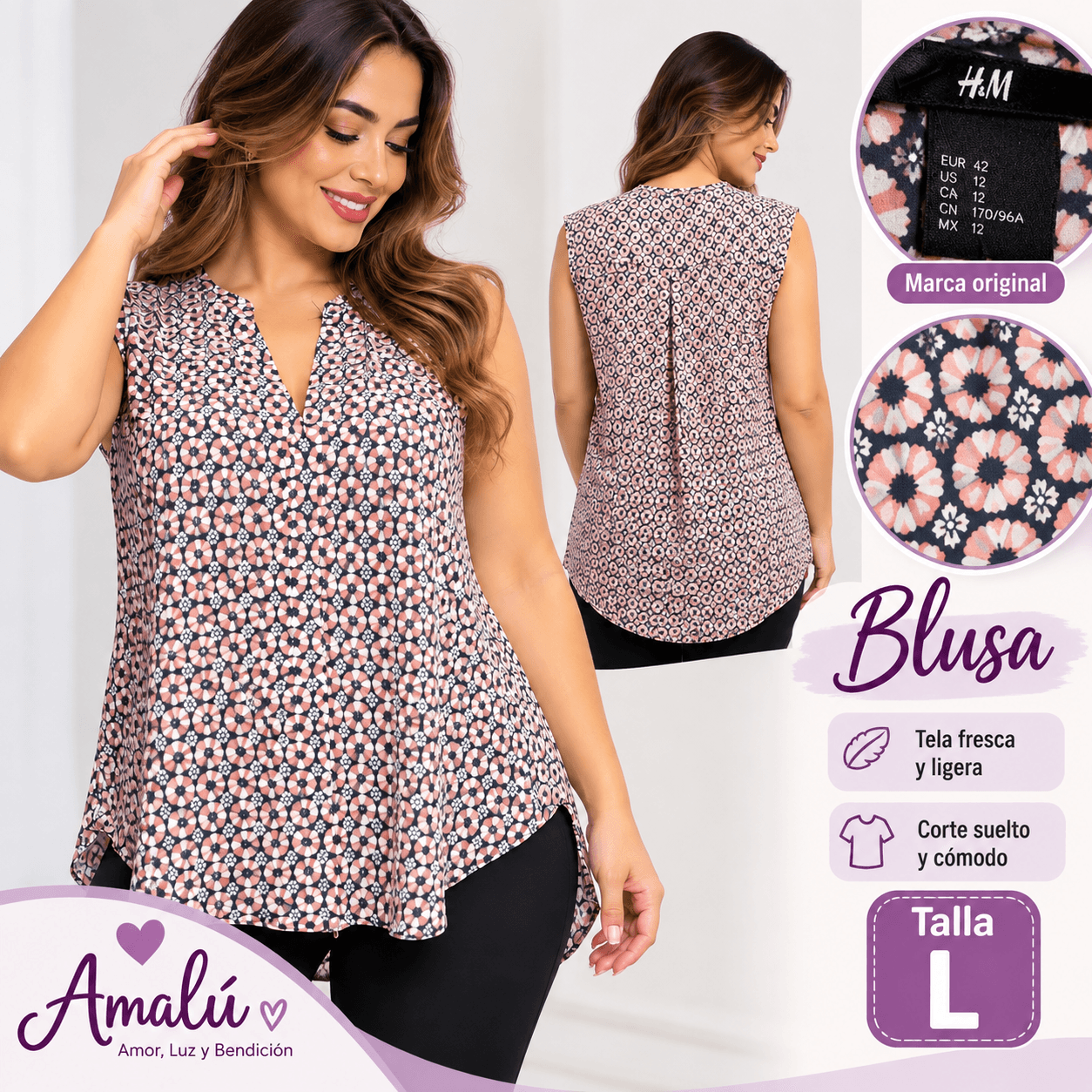Blusa americana H&M estampada talla L