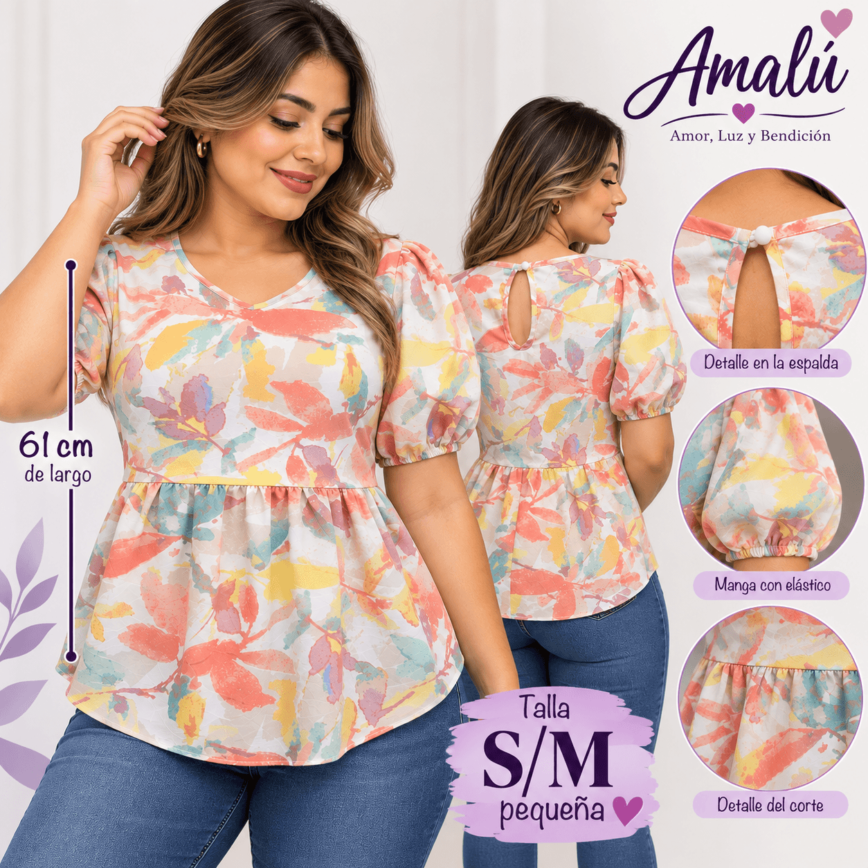 Blusa floral americana talla S/M pequeña