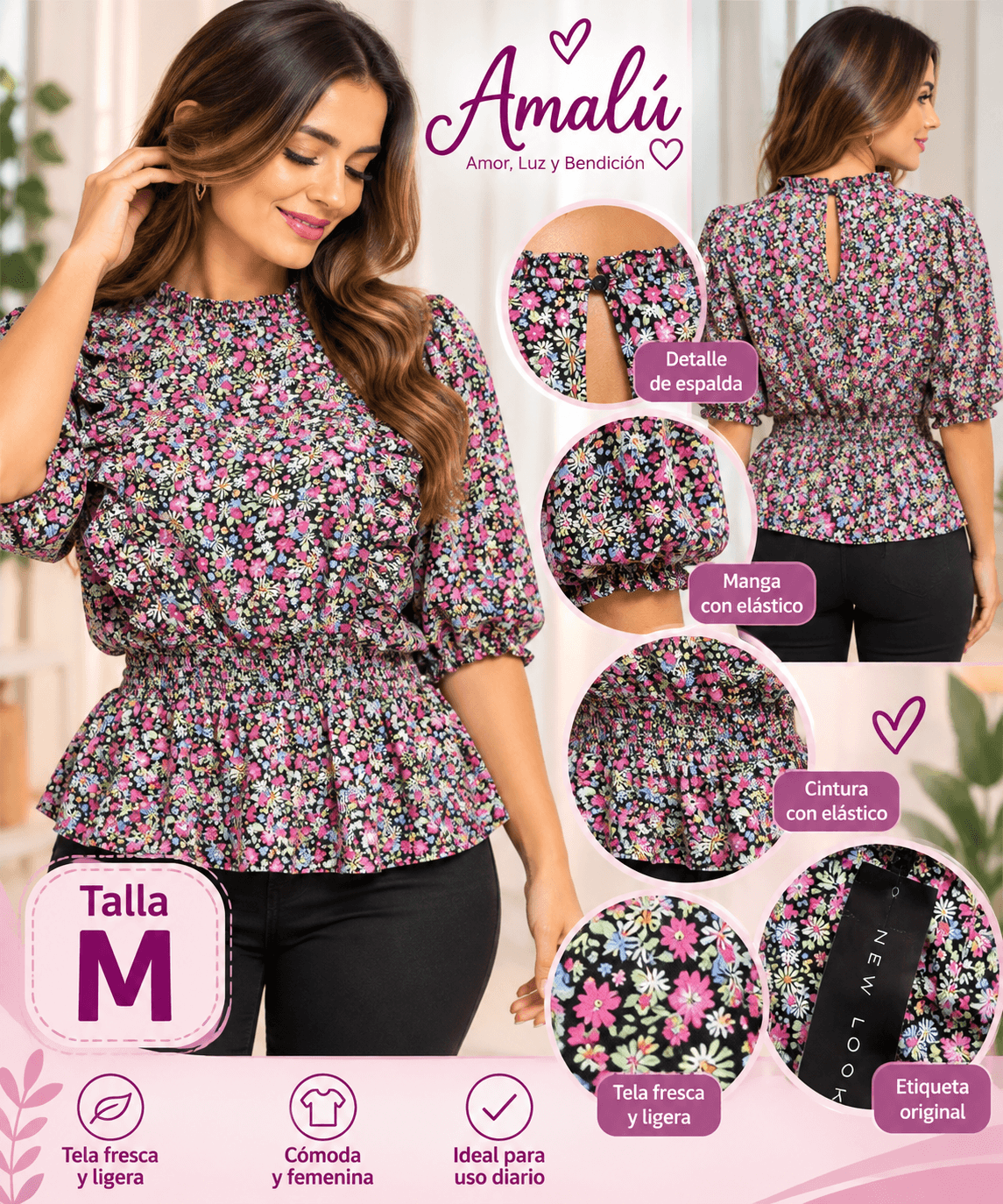 Blusa americana floral New Look talla M