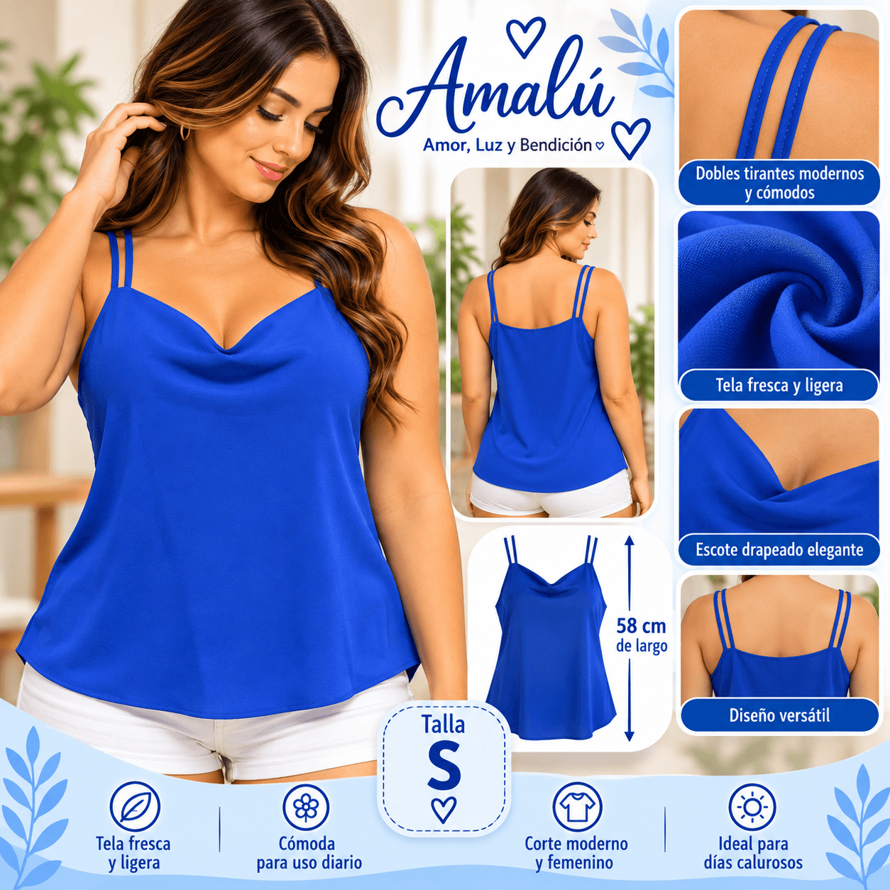 Blusa americana azul rey talla S