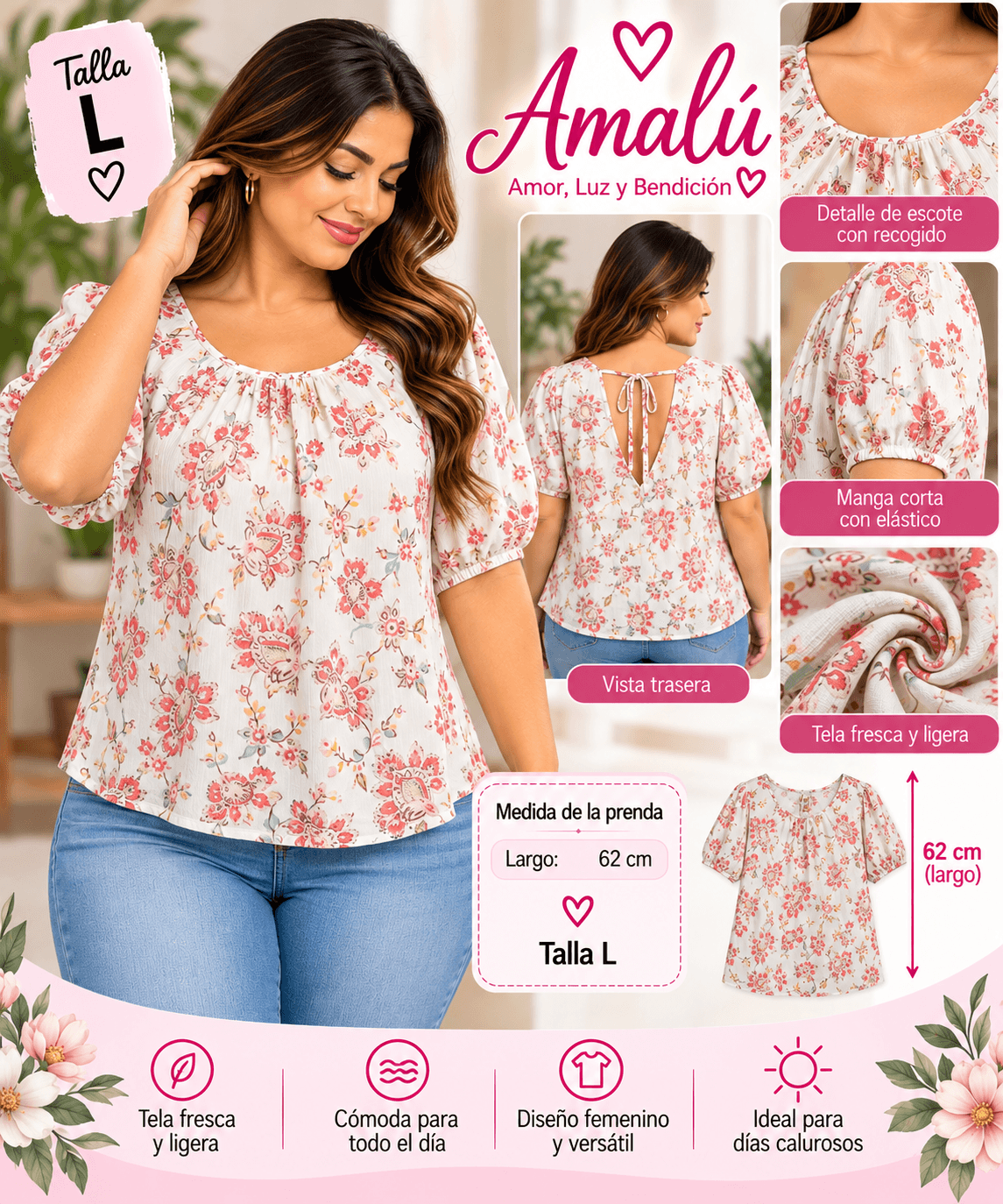 Blusa americana floral talla L