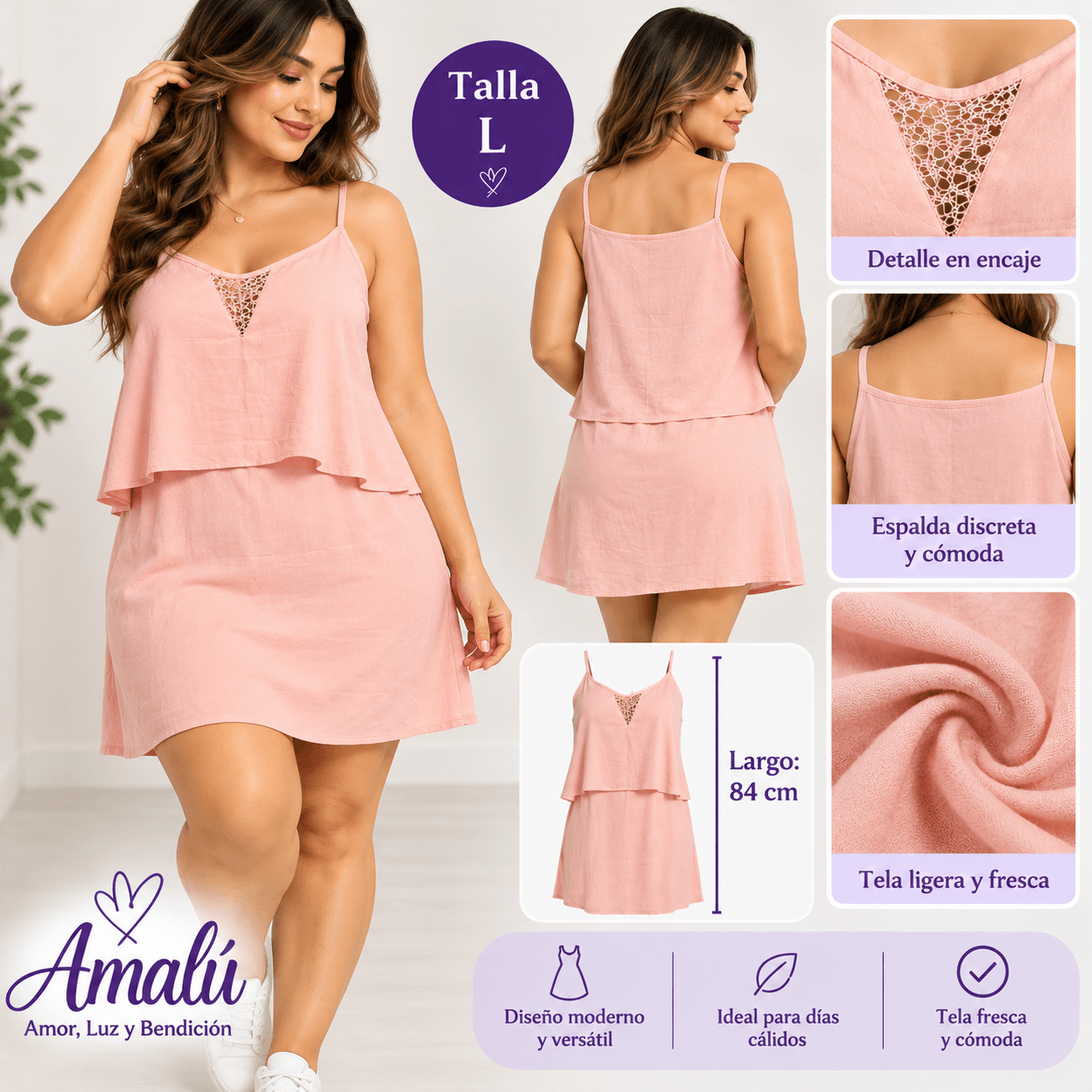 Vestido americano rosado talla L