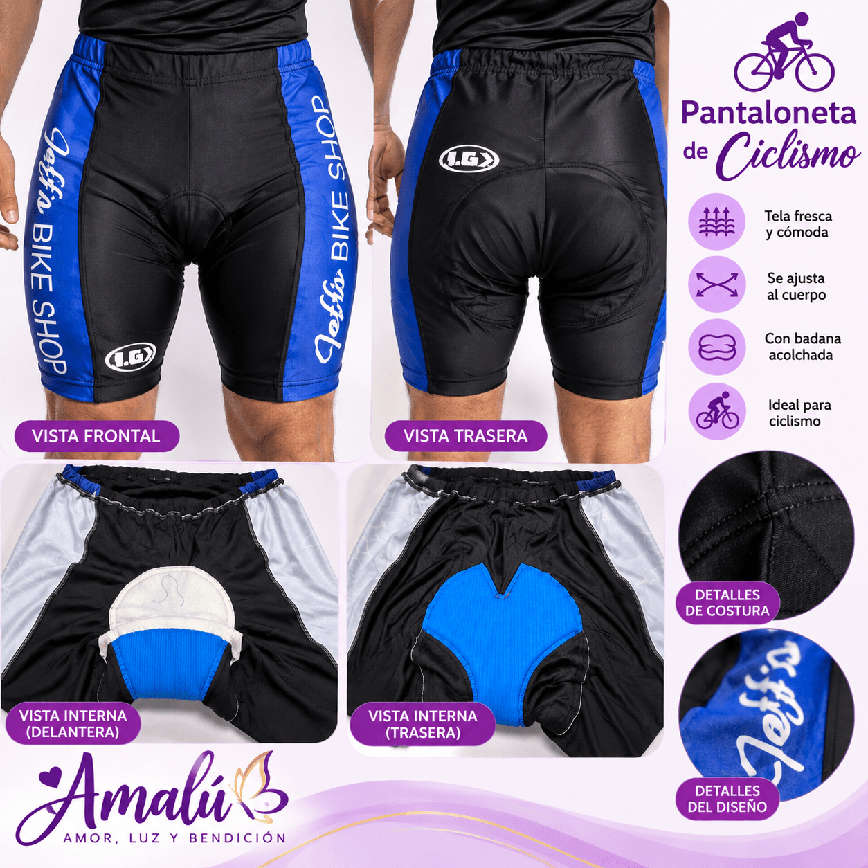 Pantaloneta de ciclismo americana para hombre