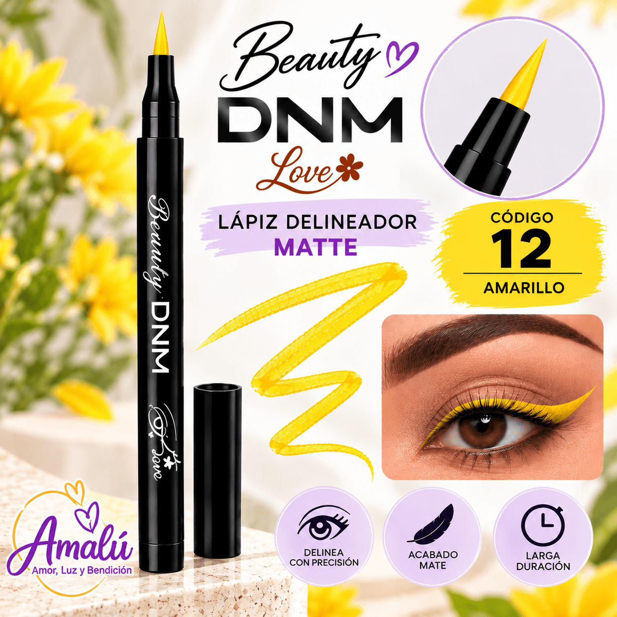 Delineador DNM Matte Colorful Eyeliner Amarillo 12