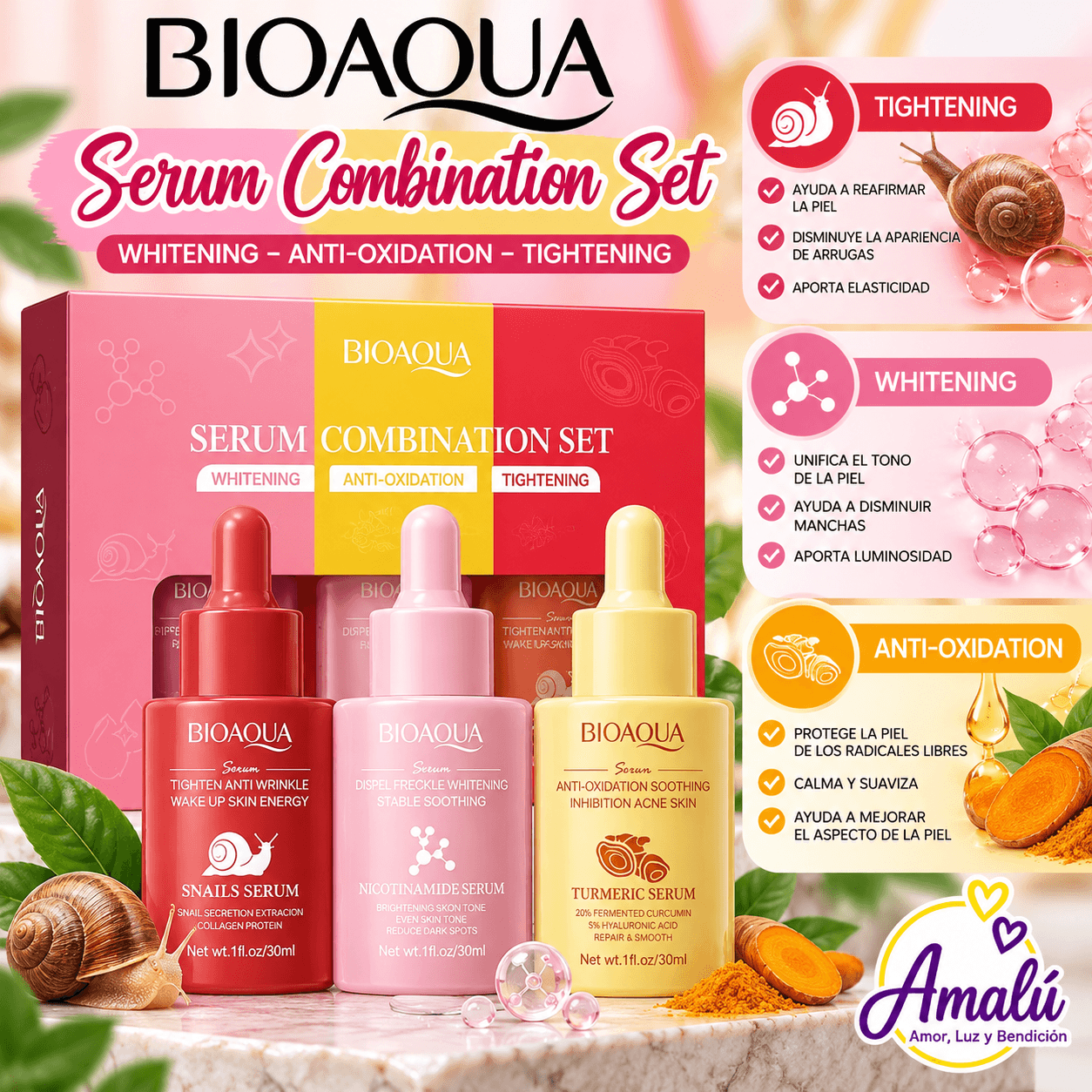 Set de 3 Sérums Faciales BIOAQUA Serum Combination Set