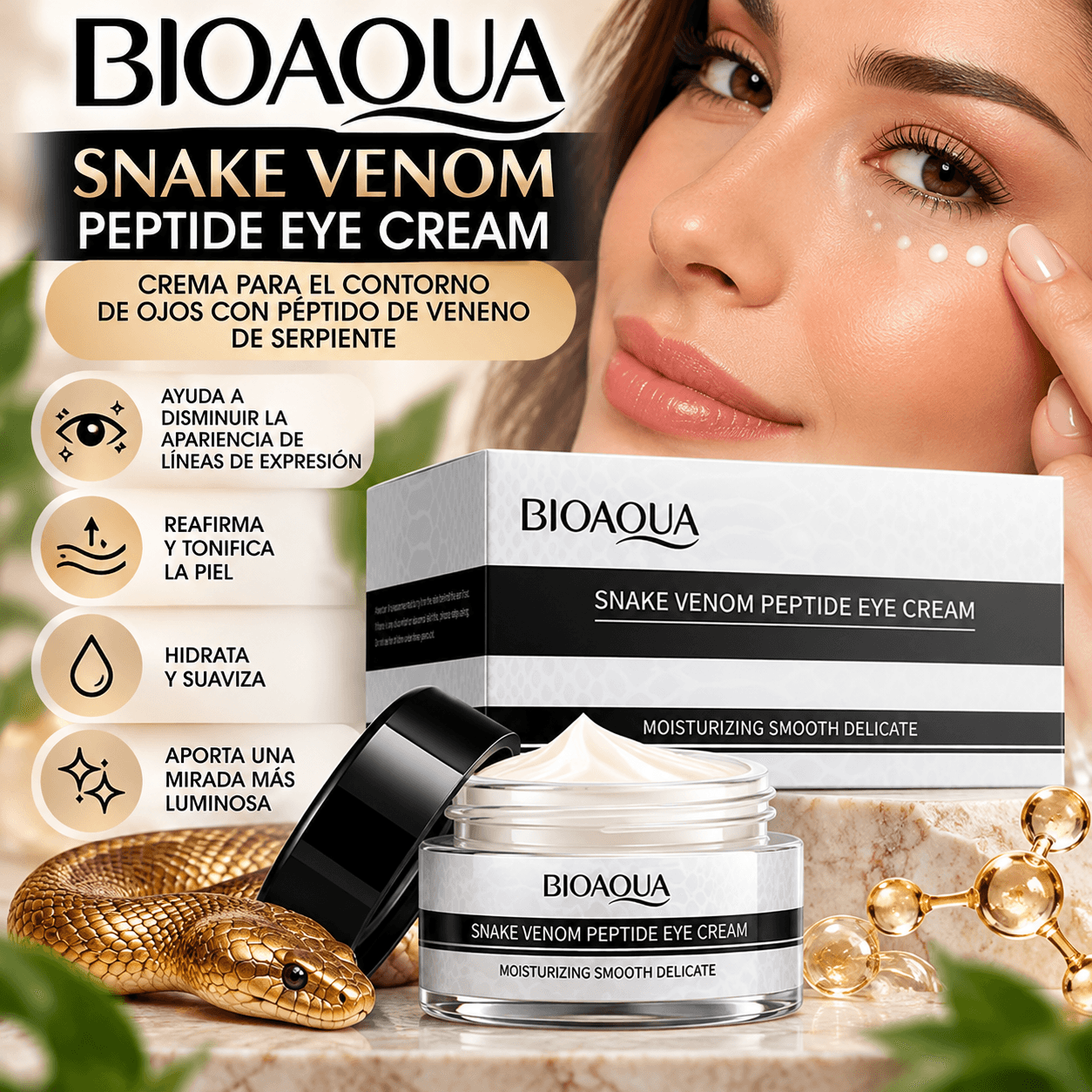 Crema para Contorno de Ojos BIOAQUA Snake Venom Peptide Eye Cream